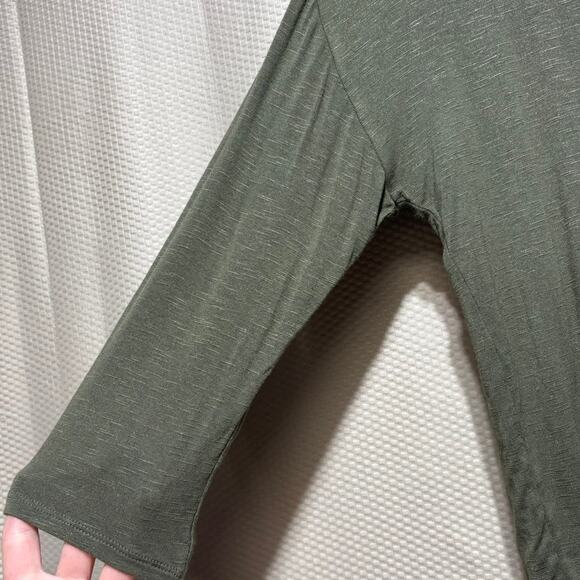 White House Black Market Olive Green Shimmer Long Sleeve Top SP Small Petite - Picture 3 of 9